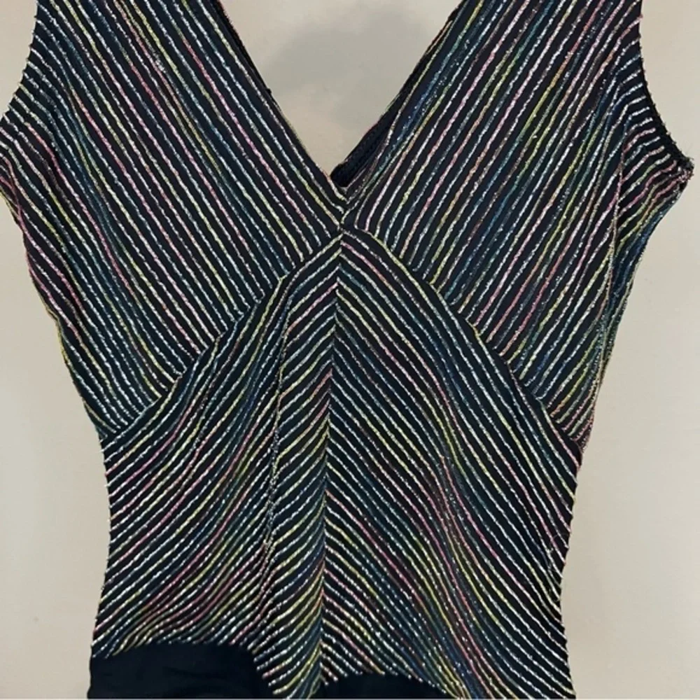 Zara Sparkly Glitter Multicolor Stripe Bodysuit
